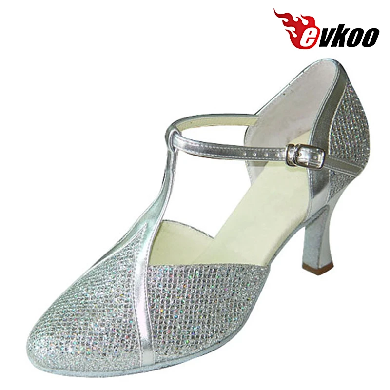 Evkoodance Brand Glitter Material Women Ballroom 6cm 7cm Dance Shoes 2017 Cheap Salsa Shoe Style