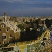 High angle view of a city  Parc Guell  Barcelona  Catalonia  Spain Poster Print (36 x 13)