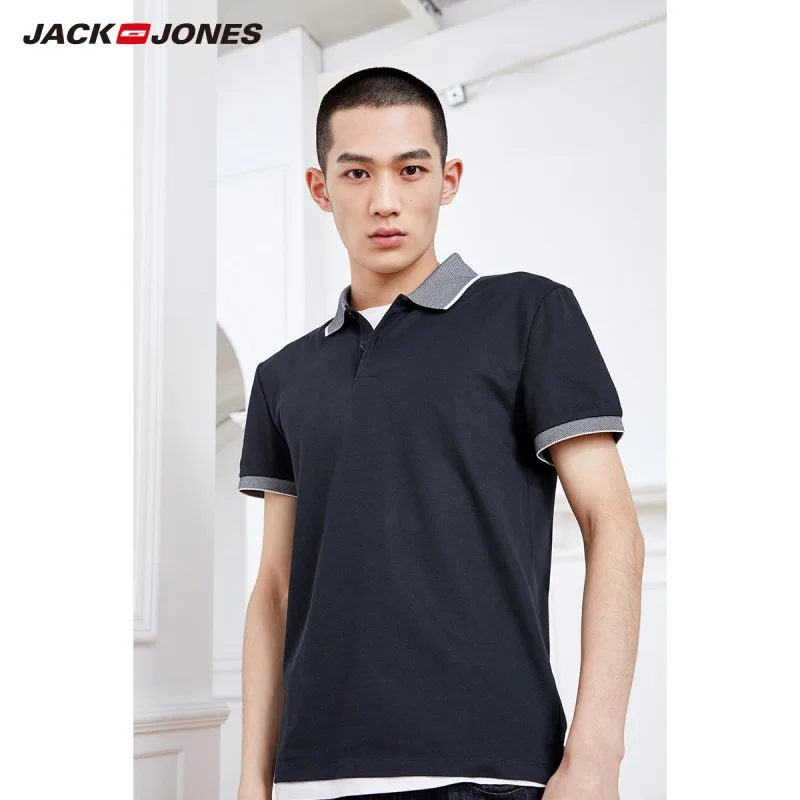 

JackJones Men's Cotton Contrasting Turn-down Collar Short-sleeved Polo shirt 219206501