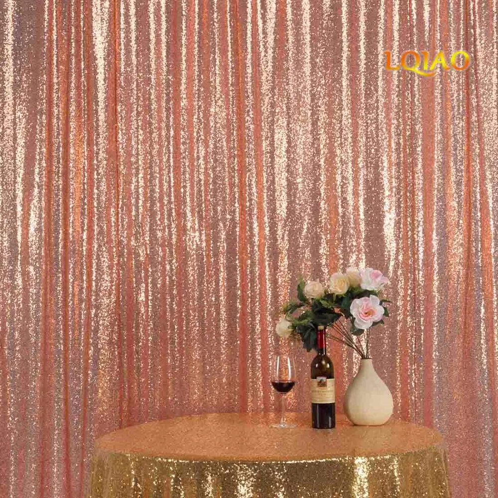 

10*10FT Rose Gold Shimmer Sequin Fabric Backdrop Sequin Curtains Wedding Photo Booth Photography Backdrops for Party Decoration