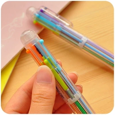 Six-color Ball point pen Color Multifunction Pen Creative Stationery gifts 10pcs free shipping 40pcs lot 3 colors vintage 120g blank kraft paper diy multifunction envelope 220mm 110mminvitation envelope free shipping