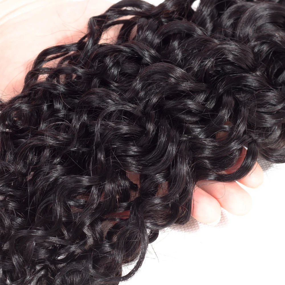 Queen hair перуанский волна воды 3 или 4 Связки с синтетическое закрытие волос Remy натуральные волосы Weave Связки синтетическое закрытие шт./лот