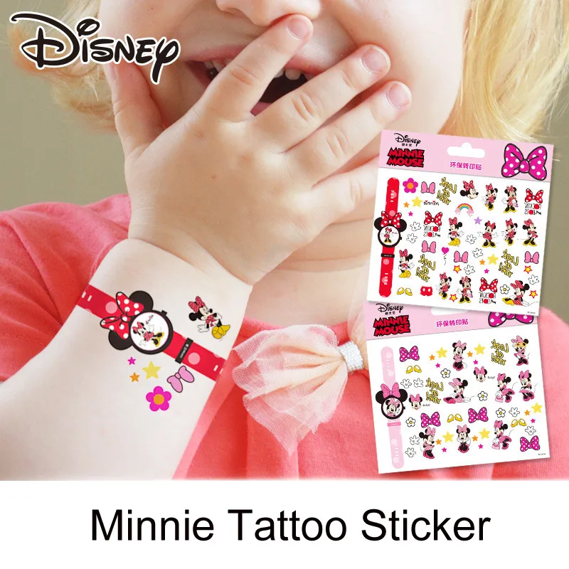 

Disney Minnie Stickers Tattoo Sticker 2pcs Non-toxic Waterproof Sticker Disney Princess Decorate Sticker for Girls Birthday Gift