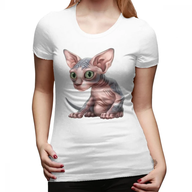 Sphynx T Shirt Cat a clysm Sphynx Kitten T Shirt Gray O Neck Women