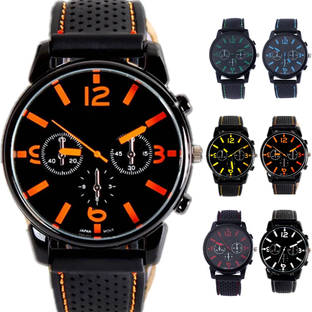 Крутые мужские часы, повседневные брендовые часы, модные мужские военные кварцевые часы с силиконовым ремешком и большим циферблатом, мужские наручные часы LL