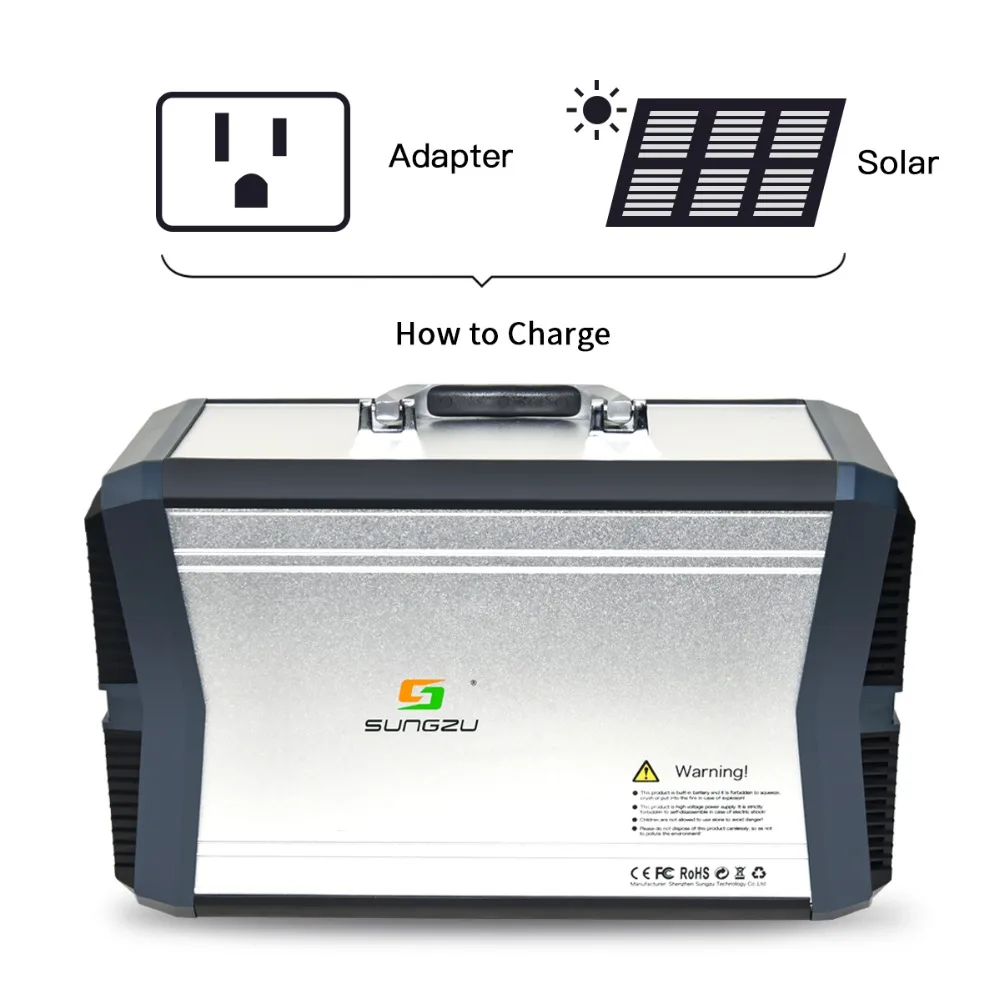 High Capacity Solar Generator 1000W Portable Power Bank Backup Battery Pack 220V 110V Output