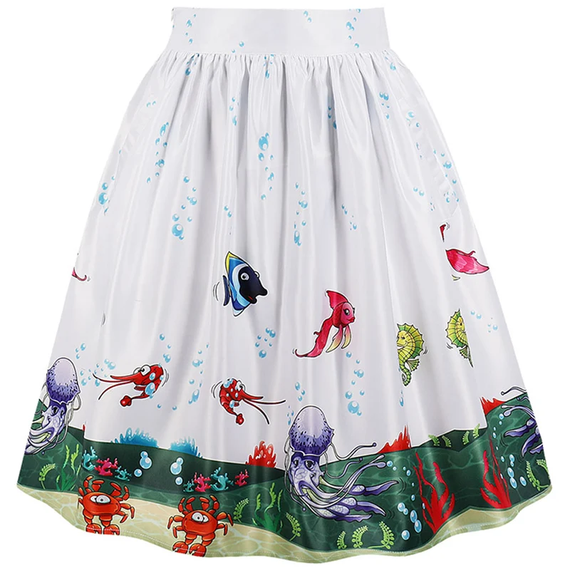 Kostlich New Arrival Summer Skirts Womens 2018 High Waist Skirt Vintage A-Line Casual Big Swing Women Midi Skirt (9)