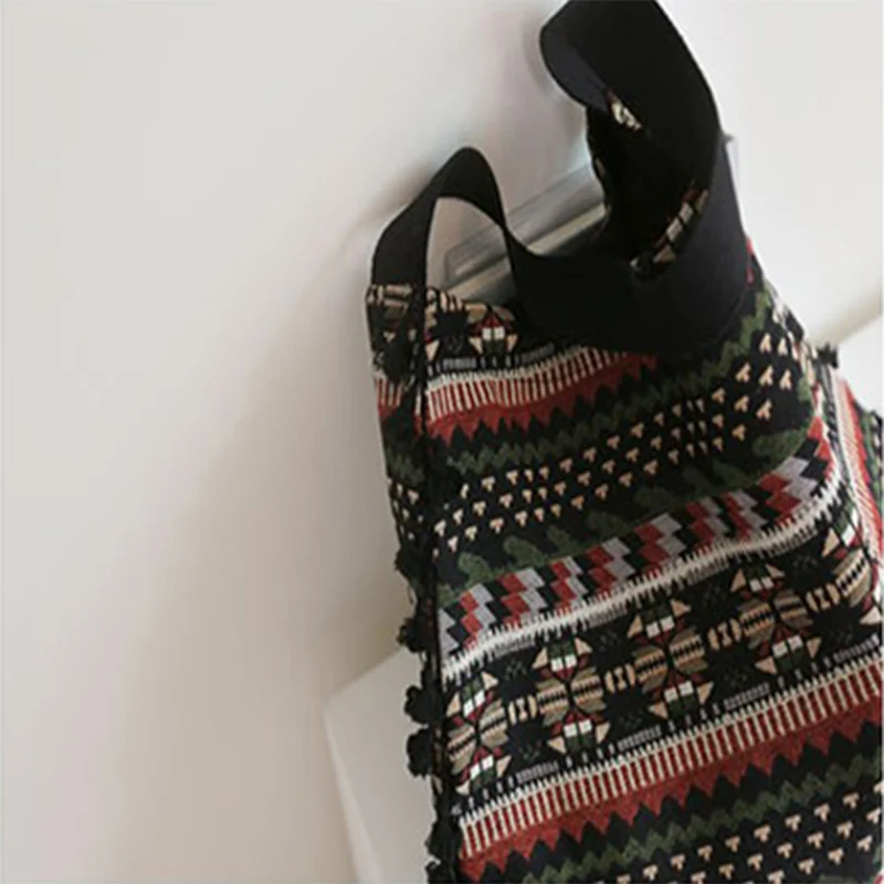 Women Vintage Shoulder Bag Tassel Ethnic Retro Casual Tote Female Folk Boho Shopping Bag Knitting Woven Lady Handbag SS0379 (11)