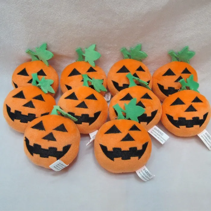

10 pcs/lot Halloween Pumpkin Plush keyring keychain pendant toy Q veision Soft Doll Stuffed Plush gift 10cm