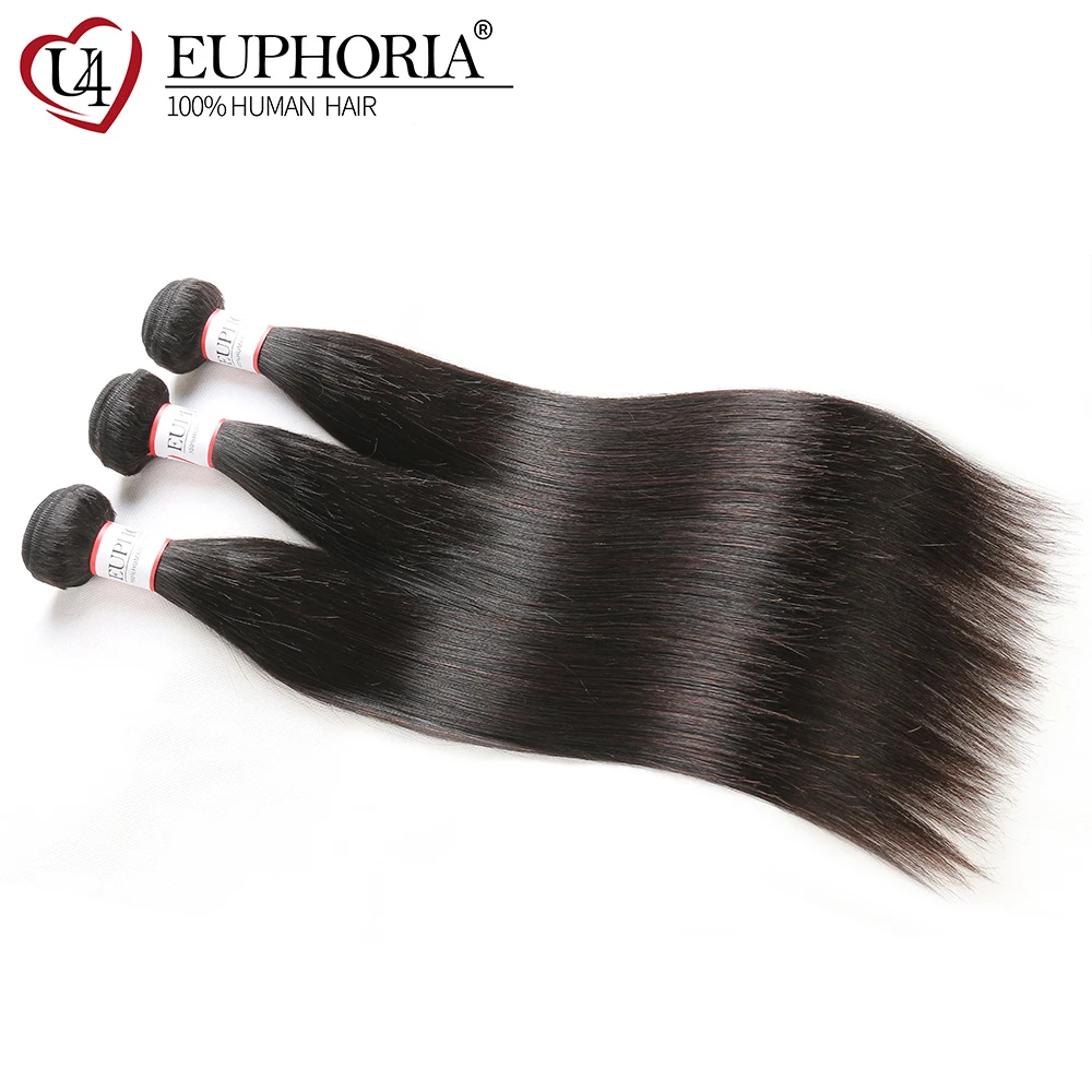 

Brazilian Straight Hair Weave Bundles 1/3 PCS EUPHORIA Natural Color 100% Human Hair Weaves Remy Salon Hair Weaving Extensions