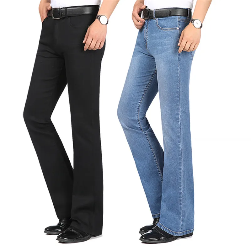 

2019 Summer New Men's Fashion Thin Jeans Middle Waist Stretch Slim Micro Bell Trousers Multi-color Large Size Small Bell Pants