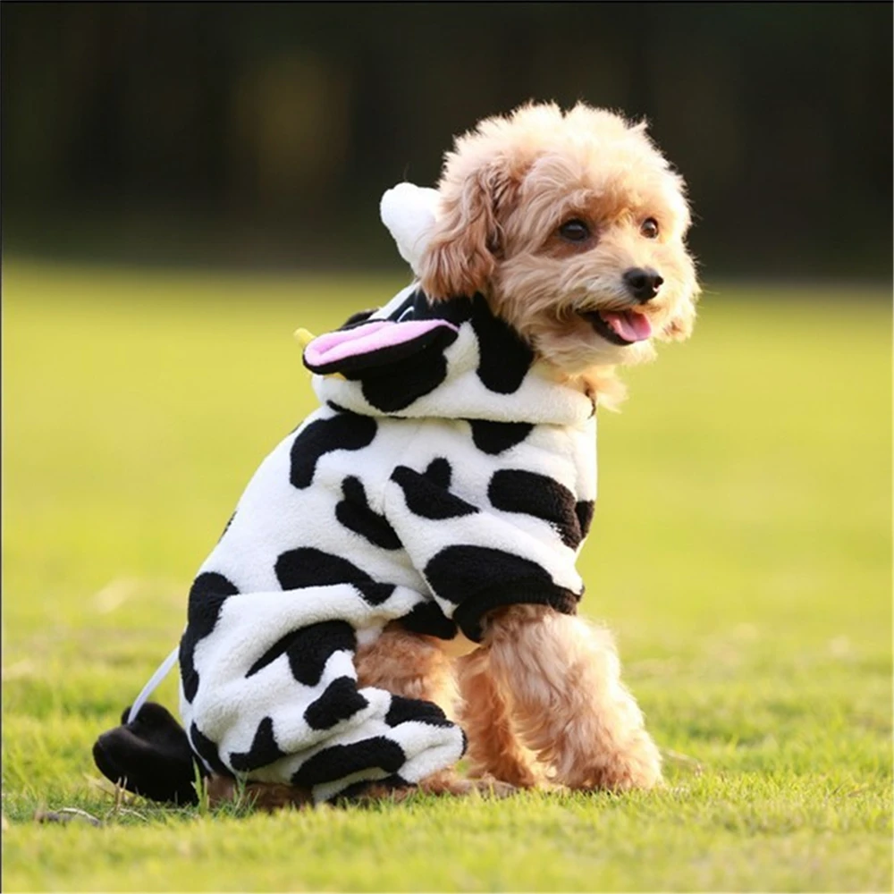 Cute Coat Apparel Dairy Cow Style Jacket Coral Fleece Dog Coat Pet Clothes Pet Dog Clothes for