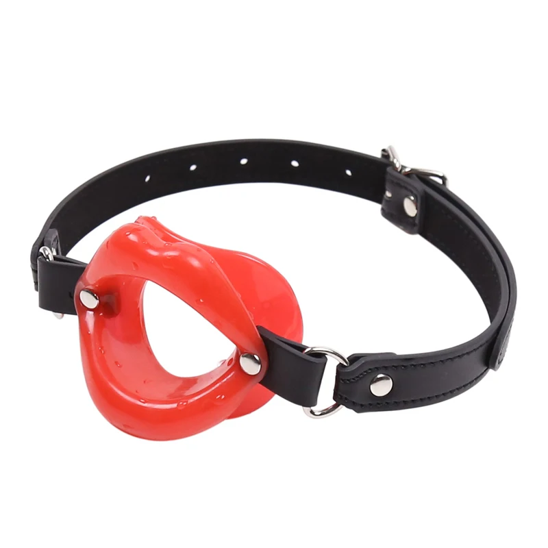 3 Colors Sexy Rubber Lips Open Mouth Gag Fetish Slave Leather Band