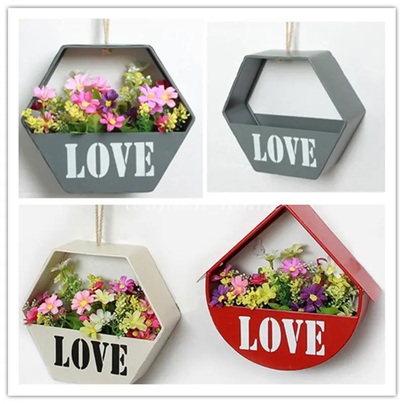 Creative Iron Hanging Planter Wall Window Flower Basket Design Home Decor