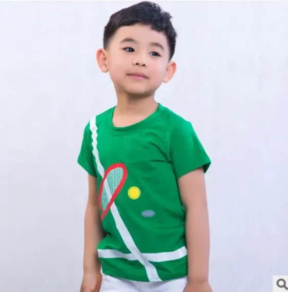 Детская одежда футболка для маленьких мальчиков и девочек брендовые хлопковые топы с короткими рукавами, Aummer, детские футболки топы с принтом для детей возрастом 2, 3, 6, 8, 9 лет - Цвет: tennis