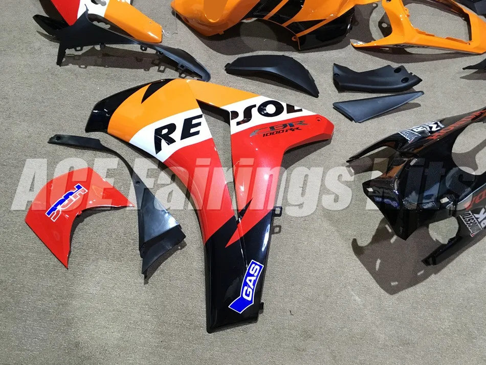 ABS Обтекатели подходит для CBR1000RR CBR1000 CBR 1000 RR 2008 2009 2010 2011 ABS инъекции обтекателя Кузов комплект классный оранжевый красный