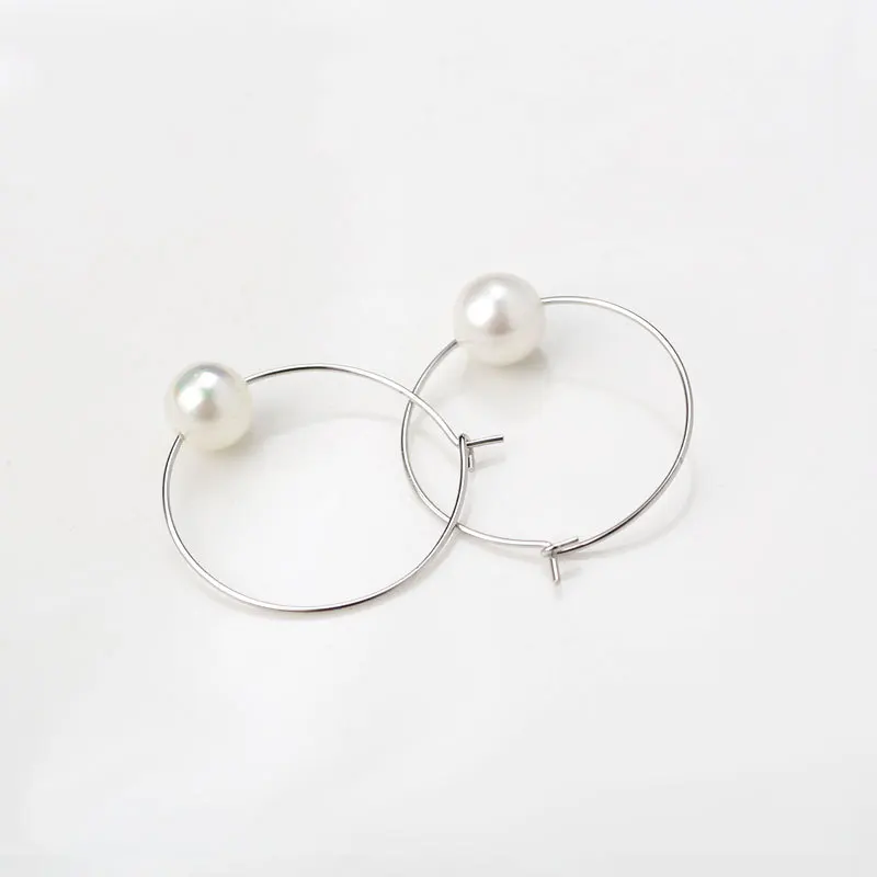 

925 Sterling Silver Earrings Minimalist Jewelry Pearl Ear Ring Fashion
