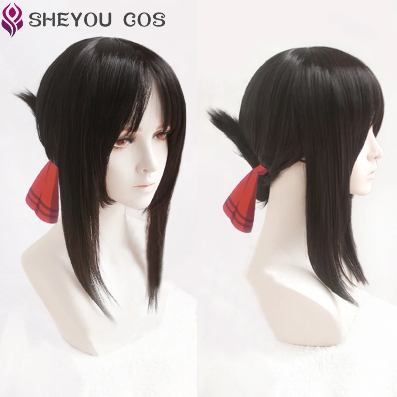 womens halloween costumes Shinomiya Kaguya 40cm Short Nature Black Styled Wig Anime Kaguya-sama Love is War Heat Resistant Cosplay Hair Wigs + Wig Cap family halloween costumes