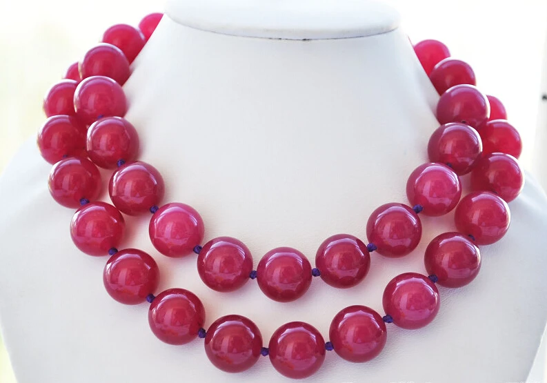 

Z5493 BEAUTIFUL 33" 18mm round plum jasper bead necklace