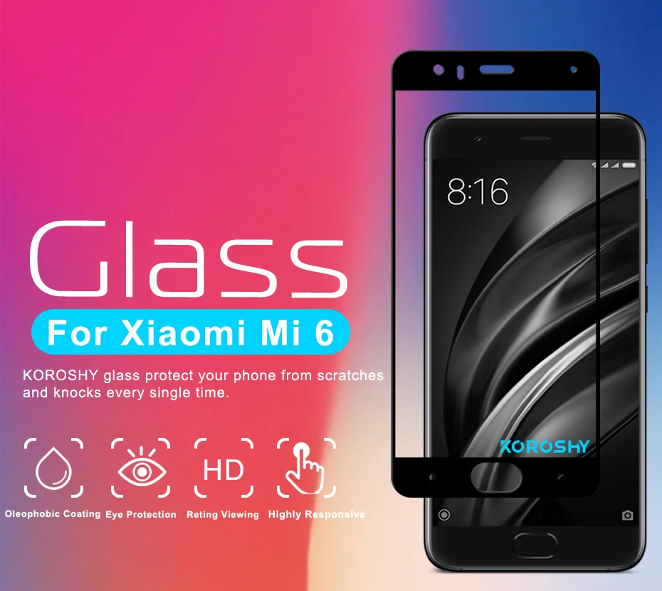 KOROSHY Full Cover Tempered Glass for Xiaomi Mi6 Mi 6 M6 Pro Prime Screen Protector Bubble Free Scratch Proof Guard Glass Film (4)