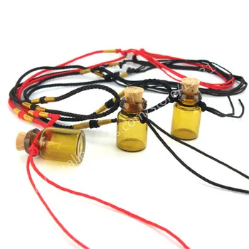 

Hot sale 3 psc Simple Design lucky perfume bottle long necklace vintage Wish pendant glass handicraft