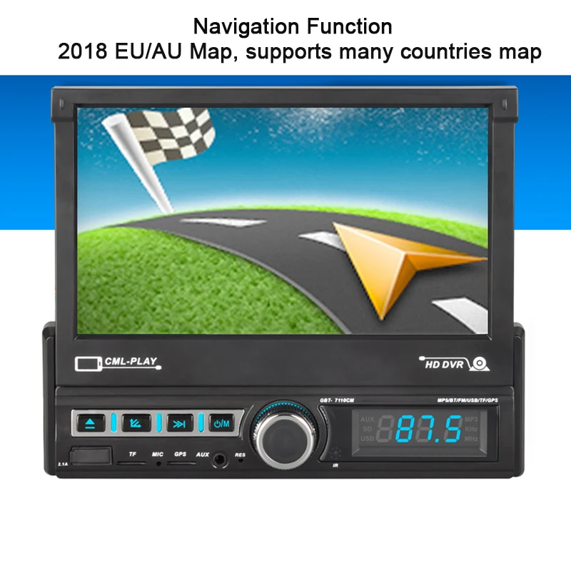 Essgoo 1 Din Car Multimedia Auto Radio Retractable Touch Screen Autoradio Stereo Video Player Support Bluetooth Rear View Camera