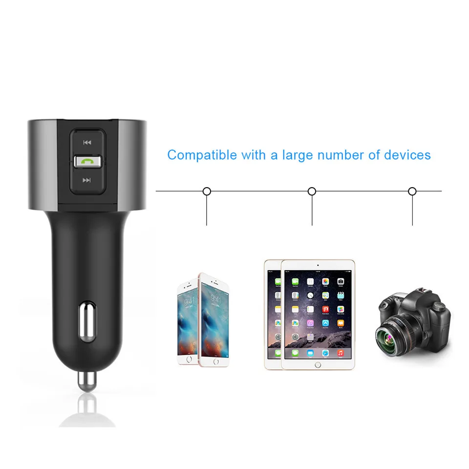 Cunymagos Wireless Bluetooth FM Transmitter Modulator Car Radio Adapter Car MP3 Player 3.4A Dual USB Car Charger Handsfree Car Kit (8)