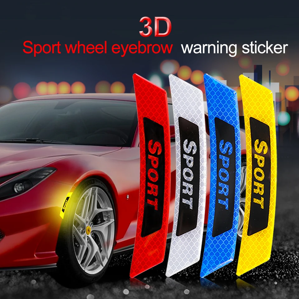 "Sport" Car Reflective Strip Sticker Warning Wheel Rim Eyebrow Safety