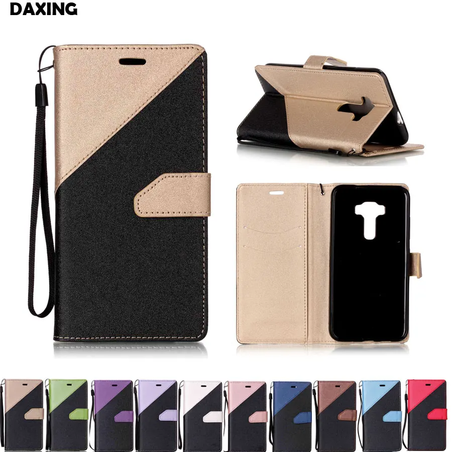 

DAXING Hit Color Magnetic Flip PU Leather Phone Case for Asus Zenfone 3 ZE520KL 5.2 inch Wallet Cover for asus zenfone3 ZE 520KL