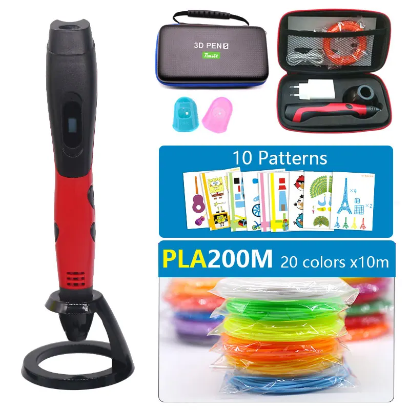 Лучшие продавцы, 3D ручка, 3d ручка для принтера, usb 3D ручка, включает 200 м pal нити и 20 листов шаблон и плохой легко носить с собой - Цвет: red with  PLA200m