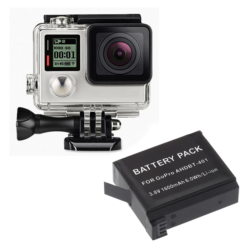Аккумулятор AHDBT401 Go Pro Hero4 3 8 В 4x1680 мА/ч аккумулятор Gopro Hero 4 батарея akku AHDBT 401 +
