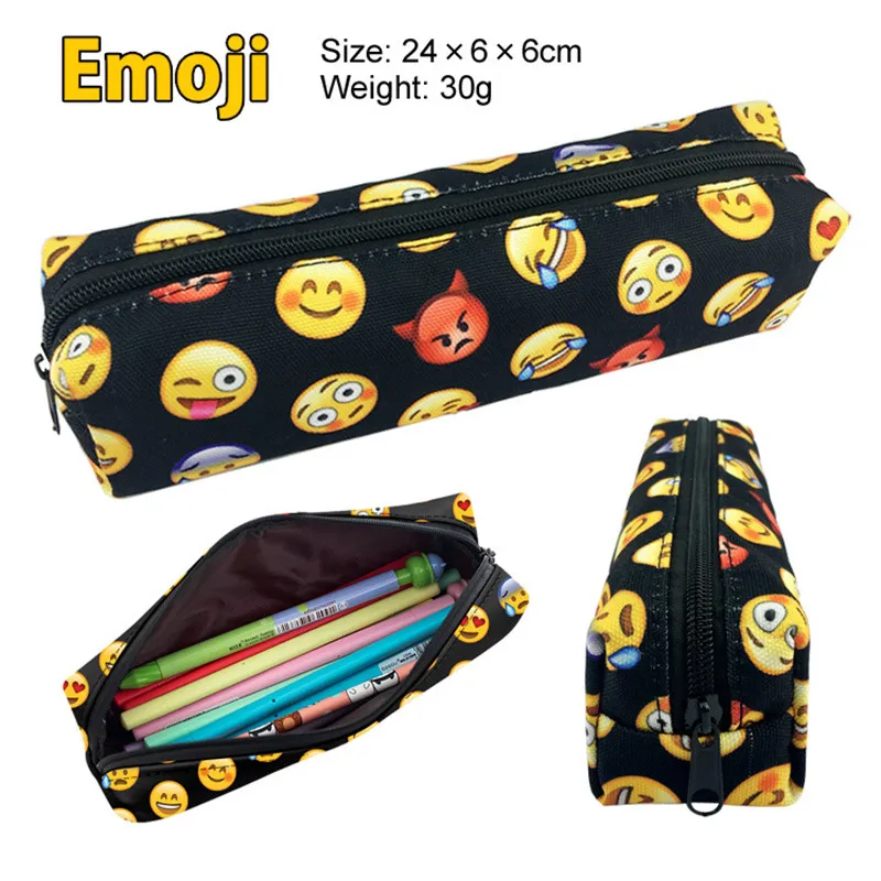 

Cute Kawaii Emoji School Pencil Case Canvas Printing Penal Pencilcase For Girls Boys Large Pen Bag Stationery Pouch Box Supplies