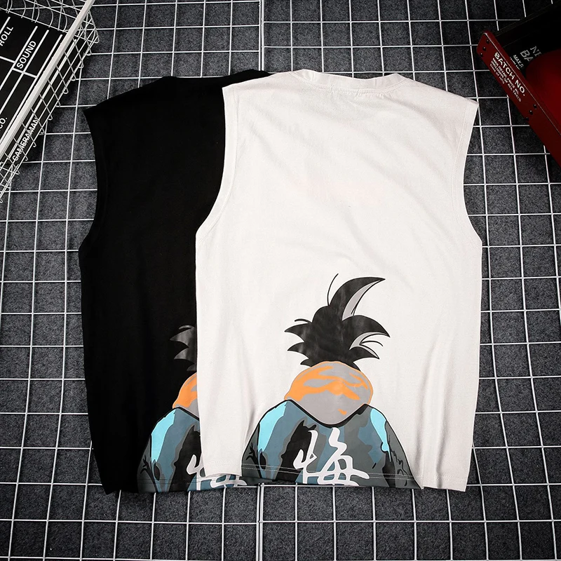 

2019 Summer Men Tshirt New Fashion Loose Trend Sleeveless T Shirt Men's Print Large Size Cotton Short Sleeve