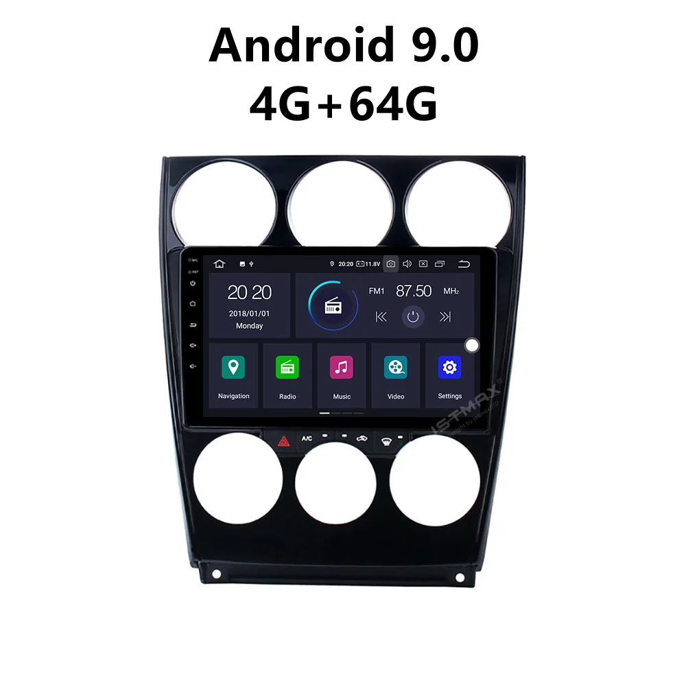 

JSTMAX 9'' Android 9.0 4G + 64G ISP Screen Car DVD Radio Stereo GPS Player For Mazda 6 2006 2007 2008 2009 2010 2011 Multimedia