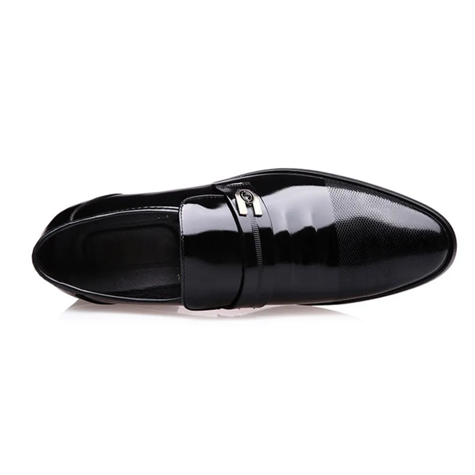 LIN KING/модные черные нарядные туфли с острым носком мужские лоферы Лакированная кожа туфли-оксфорды для мужчин официальная вечеринка в