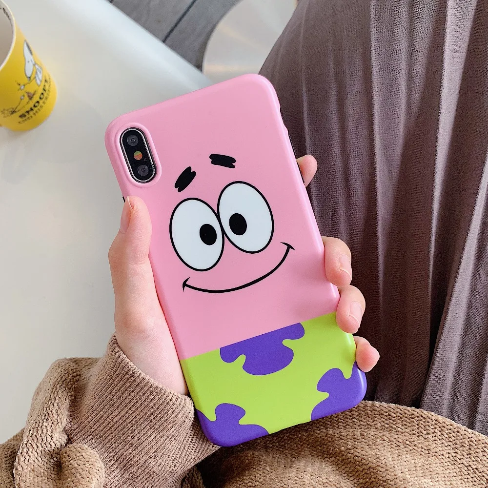 Роскошные SpongeBob квадраты Патрик звезда милый телефон пара чехол для iPhone 6 6s 7 8 Plus X XS XR XSMax мягкий IMD мультфильм глянцевый