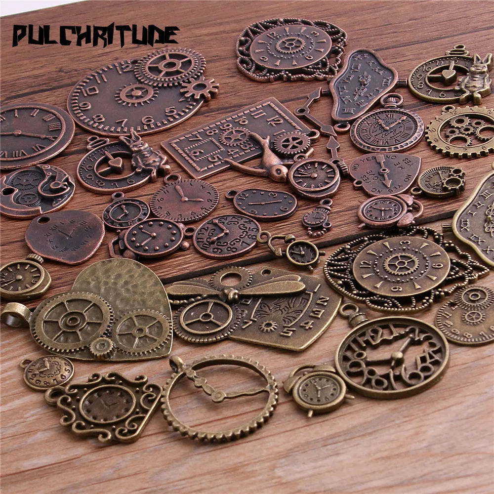 50PCS DIY Mixed Vintage Key Charms Pendant Steampunk Bronze Jewelry Finding Sa