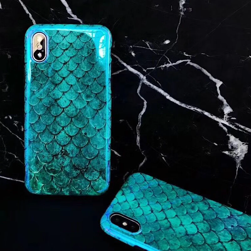 LOVECOM Blu-Ray Phone Case For iPhone XS XR XS Max X 8 7 6 6S Plus Laser Blue Fish Scale Soft IMD Retro Phone Back Cover Cases LOVECOM Blu-Ray Phone Case For iPhone XS XR XS Max X 8 7 6 6S Plus Laser Blue Fish Scale Soft IMD Retro Phone Back Cover Cases