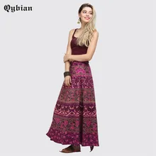 Осень с низкой талией длинные юбки женские босоножки с цветочным принтом юбка