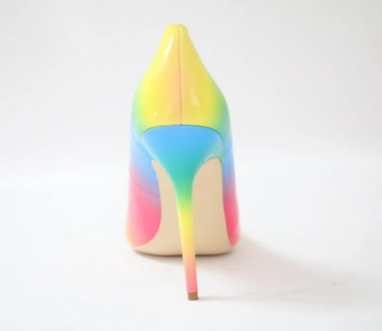 New-Arrivals-Rainbow-Printed-Leather-Pumps-For-Women-Pointed-Toe-12CM-High-Heel-Dress-Shoes-Slip (2)