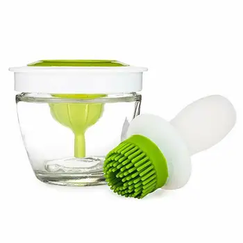 

Samincom 3-in-1 silicone basting brush set with Thick Glass Docking Bowl