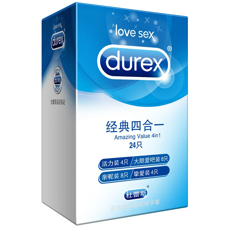 Durex 24/48/82 шт. 4in1Ultra Тонкий петух презерватив интимной контрацепции из натурального