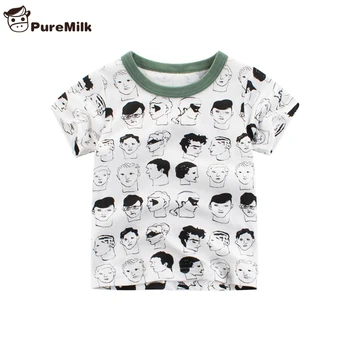 

PureMilk Boys T Shirts Pattern Printed Clothes For Boys Short Sleeve Cotton Tops