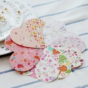 

100pcs/bag Heart Gift Thanks Cards Wedding Box Cards Table Cards Favor Gift Box Bag Cards Tag Paper Tag Label Marks Decoration