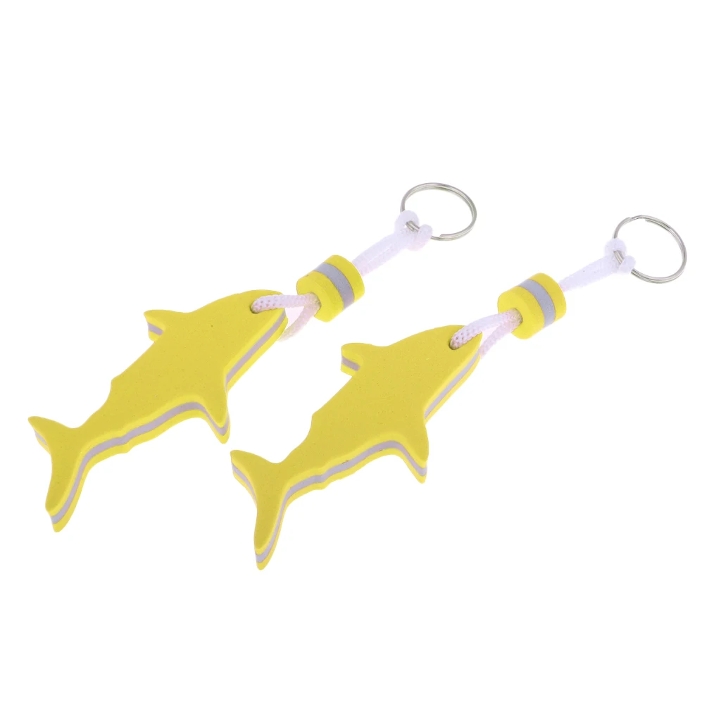 2 Pieces Shark Shaped EVA Foam Floating Keychain Yachting Sailing Swim Surf Boat Fishing Keyring Water Key Float - Choose Colors
