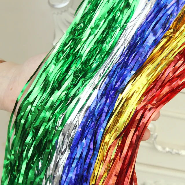 New 90cm Gold Foil Fringe Curtain Tinsel String Shiny Shimmer Party