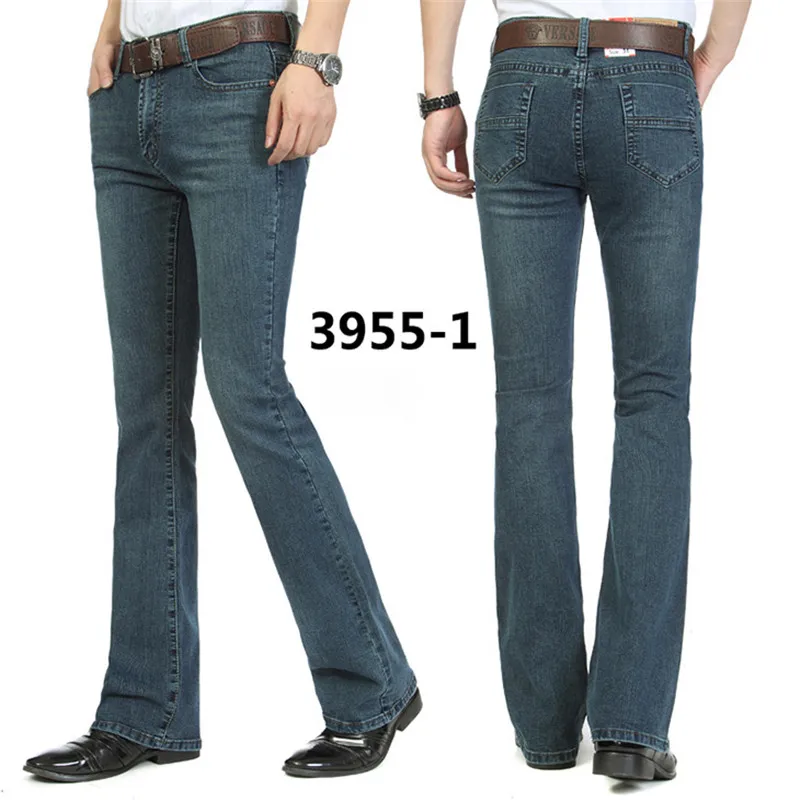 Джинсы Для мужчин ; сезон весна-осень; Modis джинсы со средней посадкой для стретчевые расклешенные брюки Для мужчин микро-брюки Узкие синие джинсы Размеры 26-40