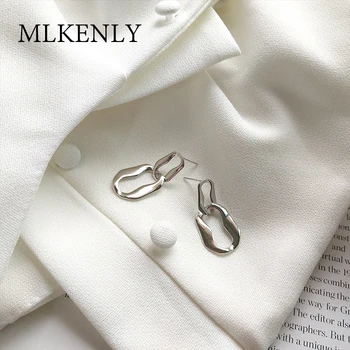 

MLKENLY Geometric Design Industrial 925 sterling silver Stud Earring Piercing Brincosboucle d'oreille femme Office Lady Jewelry