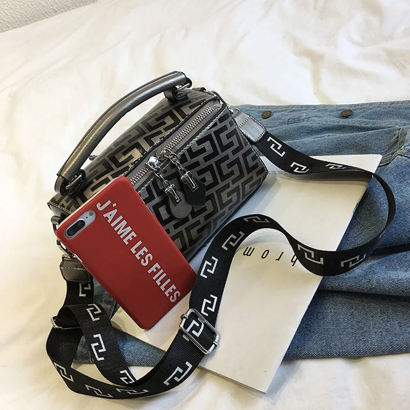 Women Fashion Printing Wide Shoulder Bag INS Popular Leather Handbag Exuqisite Female Messenger Bags Lady Luxury Bolsa SS3493 (4)