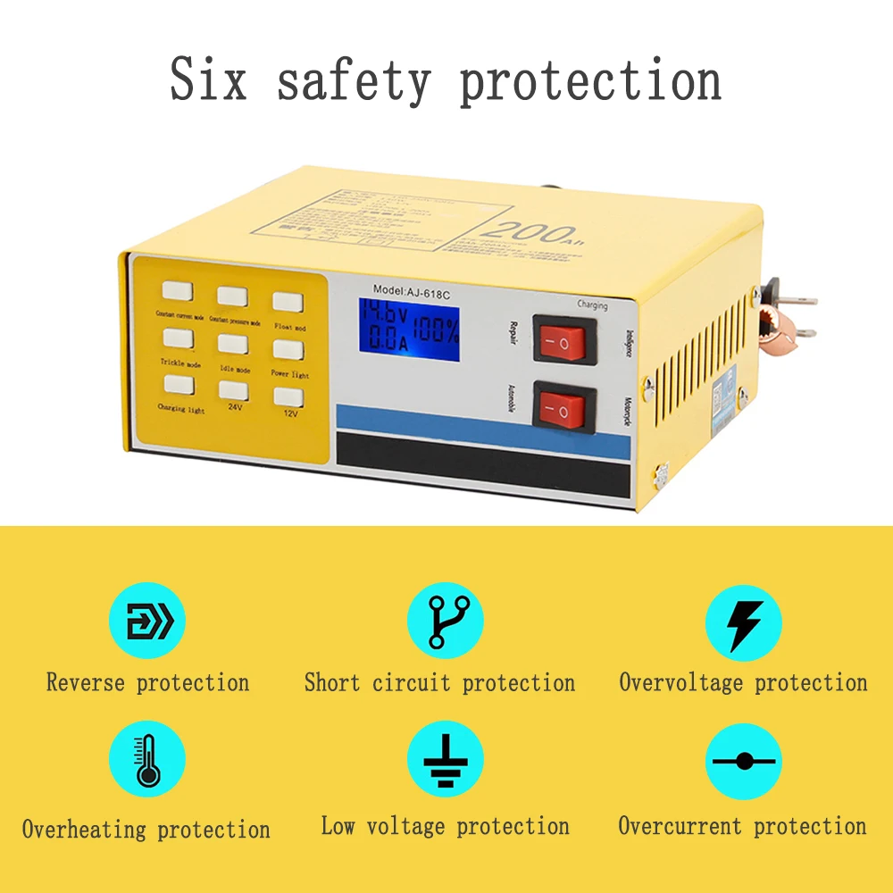 250 V 12 V/24 V 200AH Смарт Пульс Ремонт Автомобиля Батарея Зарядное устройство автоматического 5-ти ступенчатый интеллигентая(ый) зарядки для автомобилей Грузовик Мотоцикл